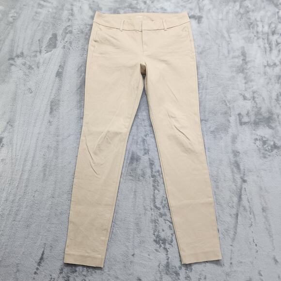 Old Navy Pants Womens 6 Tan Khaki Pixie Mid Rise Slim Crop Ankle Stretch Preppy - Picture 2 of 10